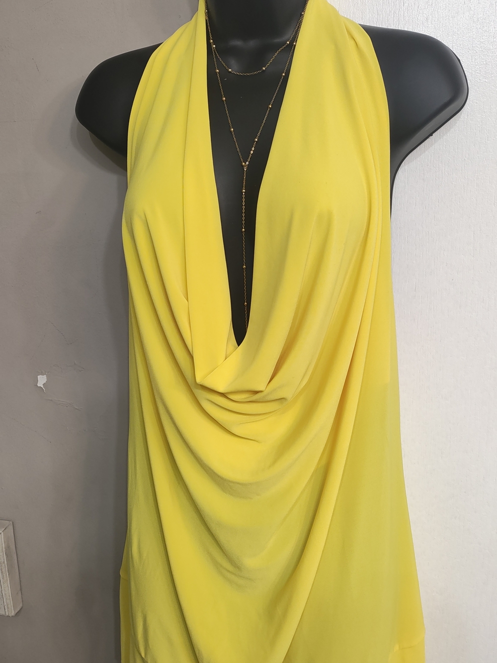 American ✨🫰CityWear⚡Yellow Draped Halter Neck Dress/Shirt 2 In One